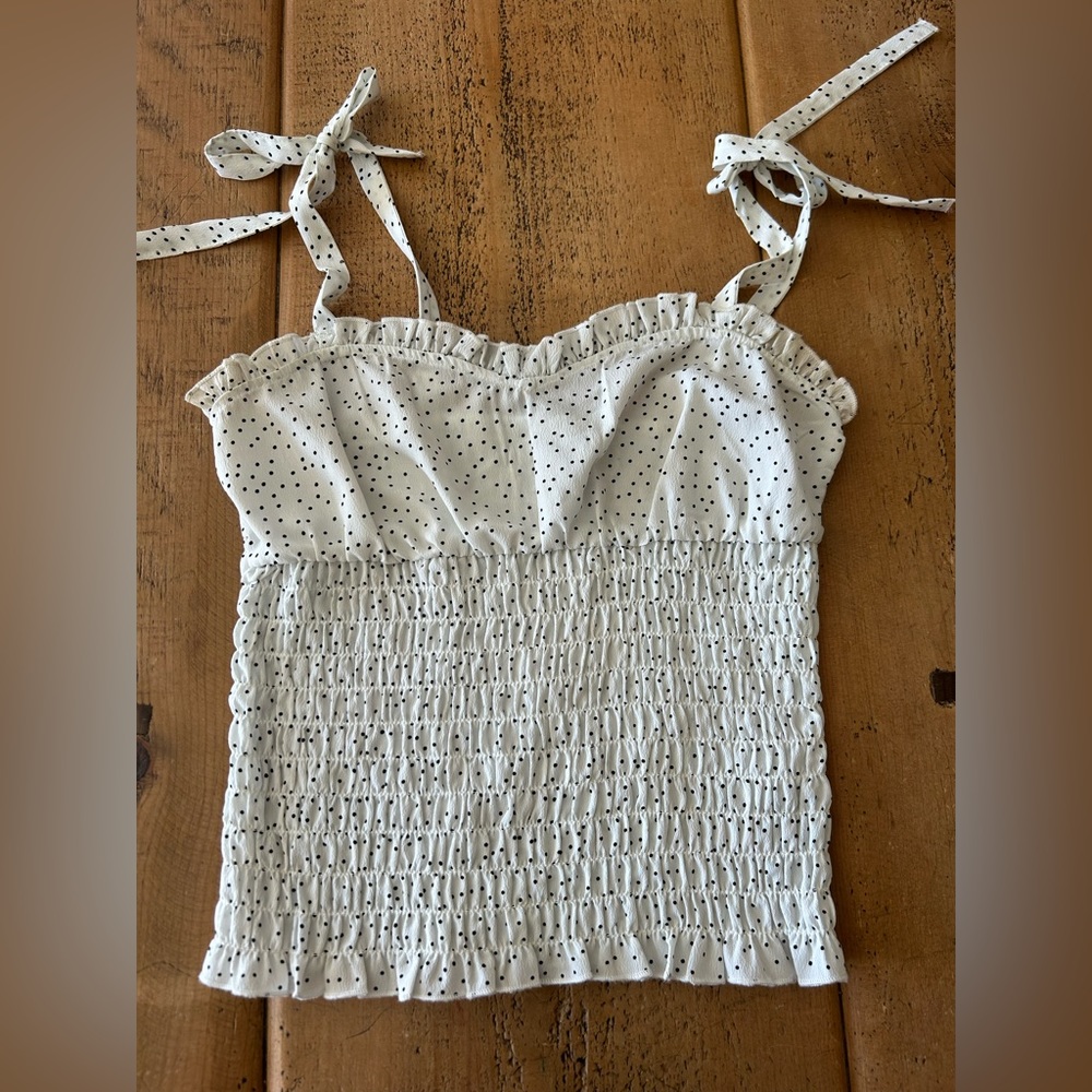 Polka dot ruched tank